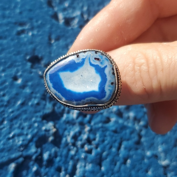 New Solar Quartz Agate Druzy 925 Silver Ring. - Picture 16 of 16